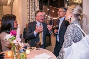 Vice Chancellor John Lutz speaks with attendees during Volunteer Leadership Weekend.