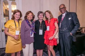 Vice Chancellor Andre Churchwell poses for a picture with attendees during Vanderbilt Leadership Weekend.