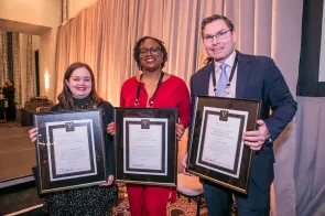 2020 alumni award recipients receive their awards during Vanderbilt Leadership Weekend.
