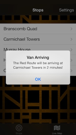 Vandy Vans app screenshot