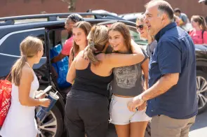 First-year students arrive on The Martha Rivers Ingram Commons for Move-In 2023. (Nick Hessler/Vanderbilt University)