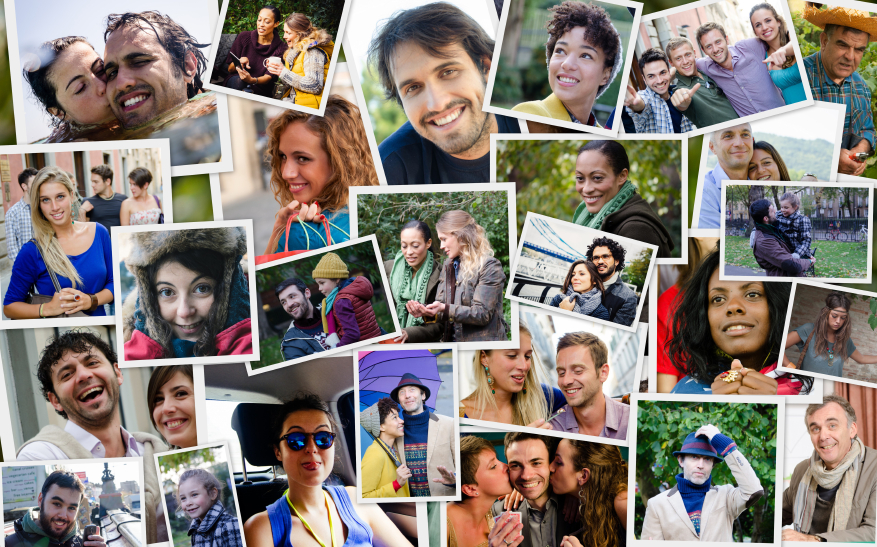 collage of happy multicultural people