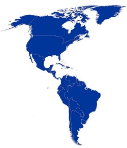 Map of North and South America