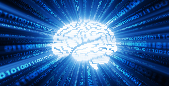 Artificial intelligence concept - brain made out of data