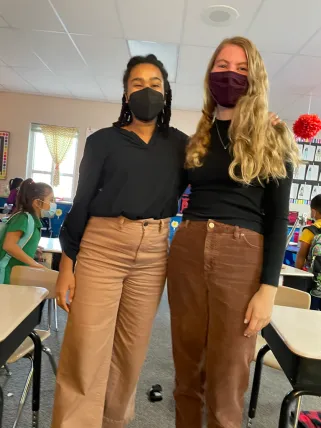 Allie Robinson student teaching while earning her master's degree.