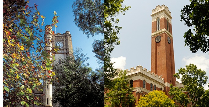 Vanderbilt and University of Melbourne clock towers