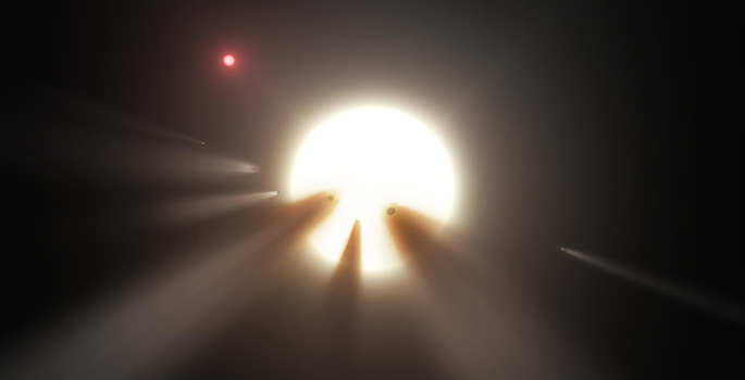 comets converging on star
