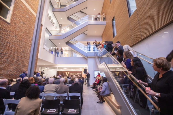 Attendees at the grand opening of the School of Nursing building expansion. (Anne Rayner/Vanderbilt)
