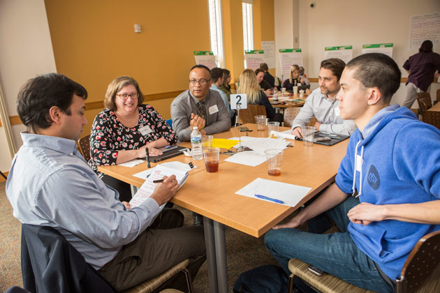 A two-day event March 26-27 at the Kissam Center gathered BlueSky advisory committee members and other campus partners to identify and prioritize goals for carbon emissions reduction leading to measurable outcomes. (Anne Rayner/Vanderbilt)