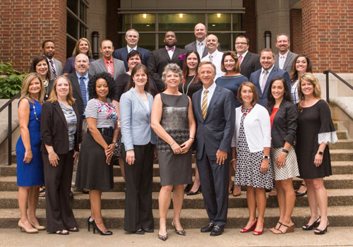 The GASL cohort posed for a photo with Peabody Dean Camilla Benbow (front, center), TN Governor Bill Haslam (on the dean's left) and TN Education Commissioner Candice McQueen (on the dean's right). Anne Rayner/Vanderbilt