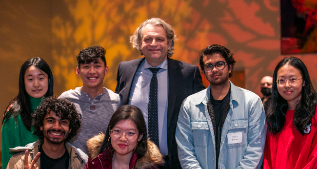 Chancellor Daniel Diermeier, Vice Chancellor for Equity, Diversity and Inclusion André Churchwell, Vice Chancellor for Administration Eric Kopstain and Associate Provost and Dean of Students G.L. Black joined students for an early Thanksgiving celebration at the Student Life Center Nov. 22.