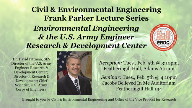 U.S. Army Engineer Research and Development Center chief scientist to give Parker Lecture Feb. 5