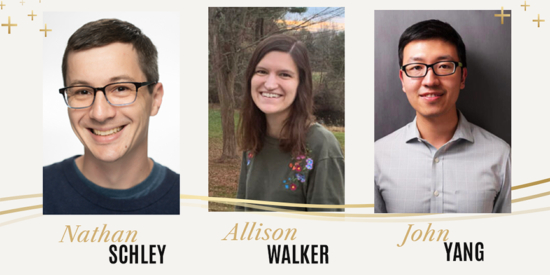 NIH MIRA grant recipients Nathan Schley, Allison Walker and John Yang