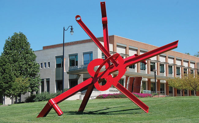 Photo of red metal sculpture