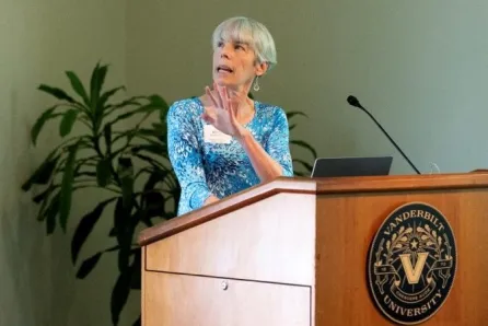 Marcy Singer-Gabella of Peabody College speaks to community leaders on June 14, 2023 (Vanderbilt University)