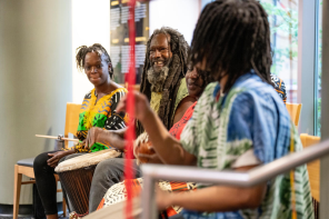 Faculty, staff and students enjoy a festive Juneteenth Celebration of Freedom around Rand Hall. Food trucks, exhibits, rhythmic sounds of Nature’s Drummers and games were enjoyed by all attendees.