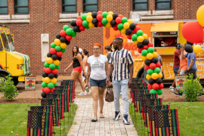 Faculty, staff and students enjoy a festive Juneteenth Celebration of Freedom around Rand Hall. Food trucks, exhibits, rhythmic sounds of Nature’s Drummers and games were enjoyed by all attendees.