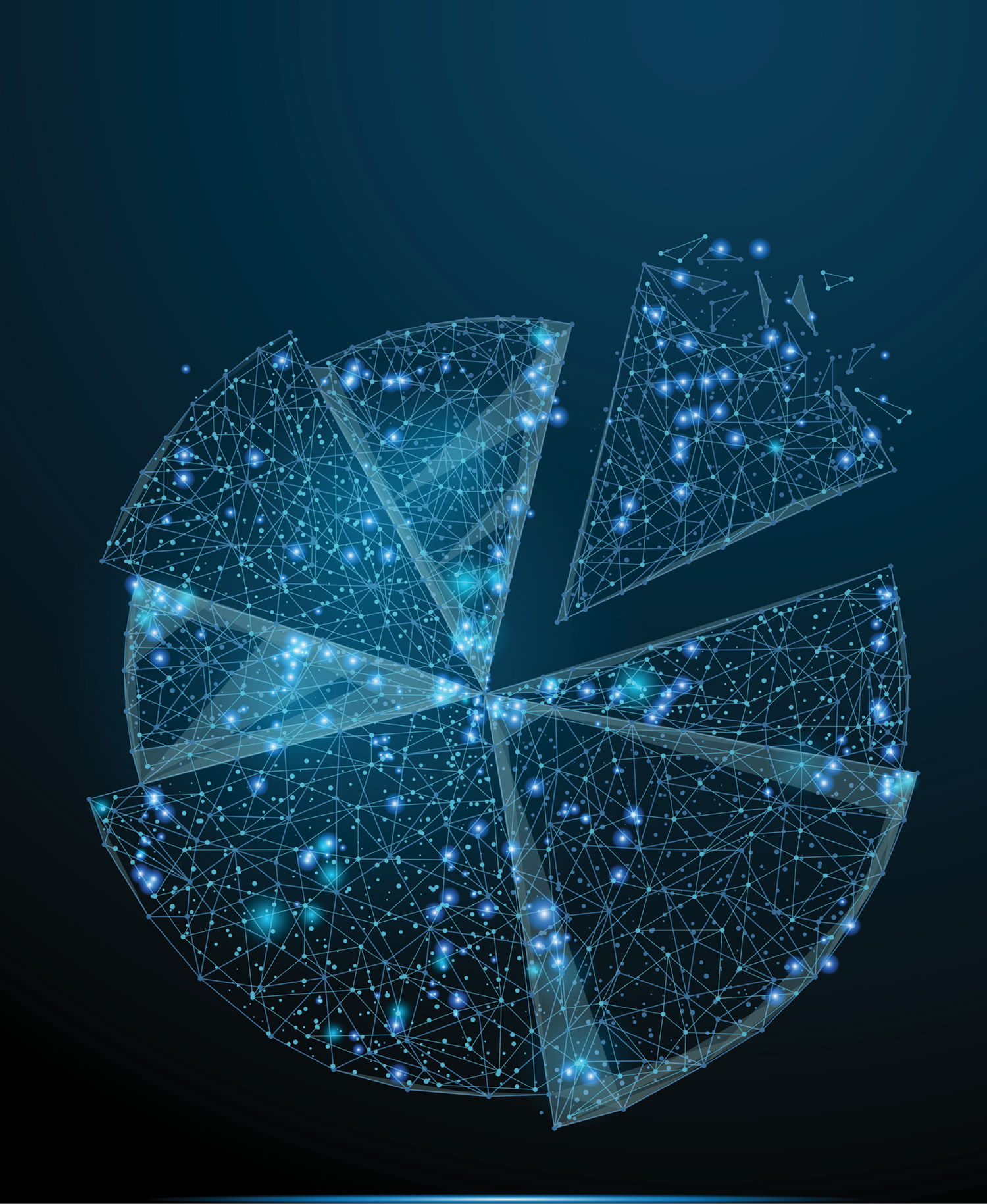 illustration of pie chart with data points