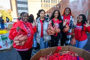 Vanderbilt students participating in MLK Day of Service activities at Meharry Medical College.