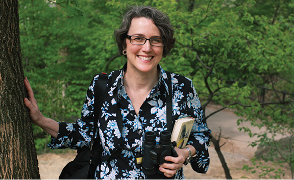 "I feel like bird-watching was sort of my destiny, in the same way you fall in love with someone and feel like it was meant to be," says Rosenheim, shown during a birding walk in New York City's Central Park. (SHIA LEVITT)