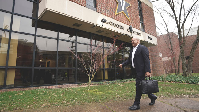 Vanderbilt's new Vice Chancellor for Athletics and University Affairs and Athletics Director Malcolm Turner arrives at the McGugin Center on Feb. 1. (Vanderbilt University)