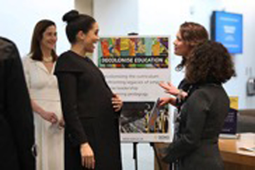 In her capacity as a Marshall Scholar, Class of 2018 graduate Logan Brown (second from right) recently met with Meghan Markle, the duchess of Sussex. (submitted photo)