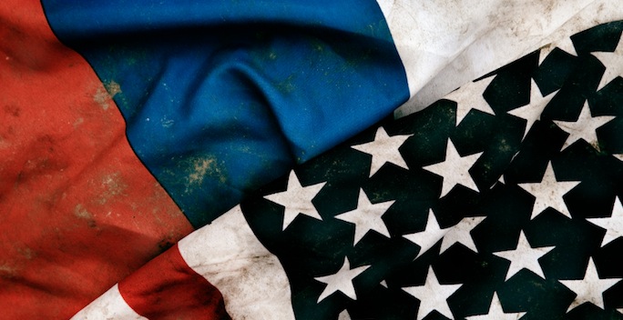 Russian and US flag