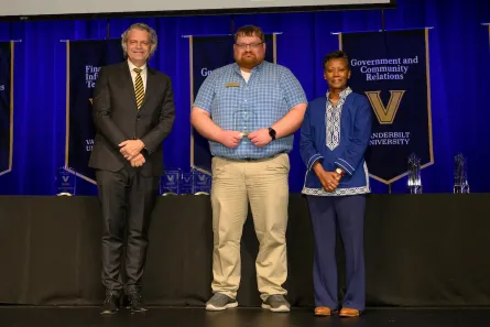 Chancellor Daniel Diermeier, Michael Coley and Sydney Savion (Vanderbilt University)