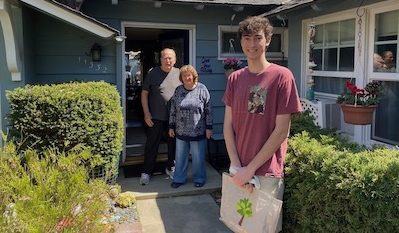 Connor delivering groceries