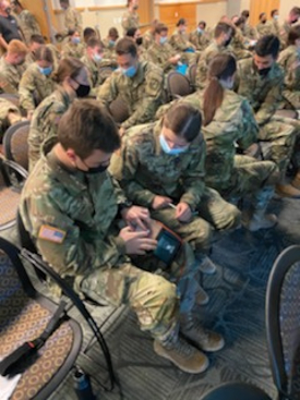 Stop the Bleed course participants learn how to apply compression, pack a wound and use a tourniquet. (Vanderbilt University)