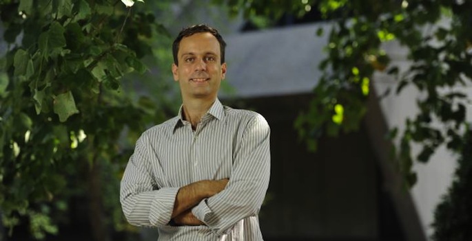 Pietro Valdastri standing in front of Olin Hall