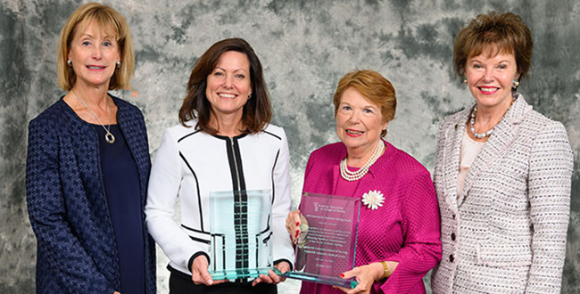Left, AACN President and CEO Deb Trautman, VUMC’s Associate Chief Nursing Officer and Director of Advanced Practice April Kapu, VUSN Dean Linda Norman and AACN Board Chair Ann Cary.