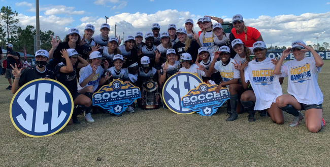 Vanderbilt Soccer beat Arkansas 3-1 on Nov. 22, 2020, in the SEC Tournament championship, giving the program its first league tournament title since 1994.