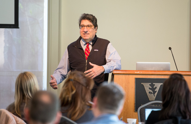 Chancellor Nicholas S. Zeppos addressed the University Staff Advisory Council on March 13. (Joe Howell/Vanderbilt)