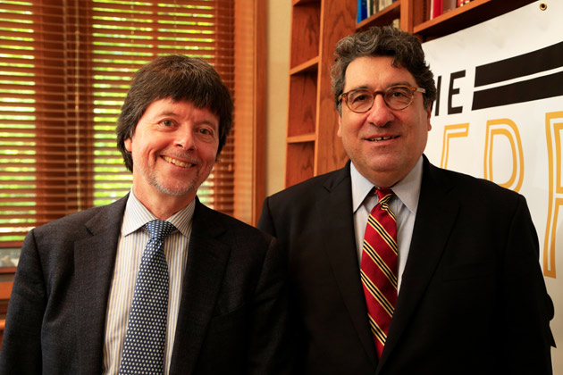 Acclaimed documentary filmmaker Ken Burns and Vanderbilt University Chancellor Nicholas S. Zeppos (Vanderbilt University)