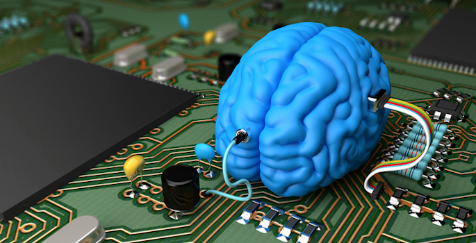 Electrical circuit with various components interfaced with a brain