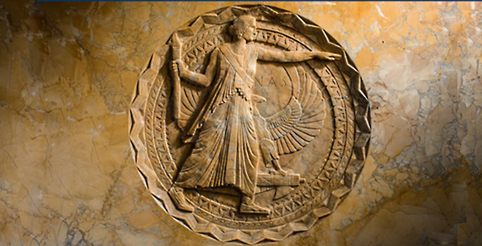 National Academy of Sciences seal carved into marble