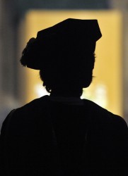 gradstudentsilhouettefull Ph.D. graduate in regalia