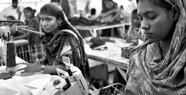Workers at a ready-made-garment factory in Bangladesh. (image courtesy of Institute for Global Labour and Human Rights)