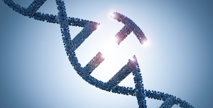 DNA helix with a piece cut off and set to the side