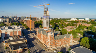 Drone aerials of Nicholas S. Zeppos College at West End and 25th Avenue (Vanderbilt University photos)