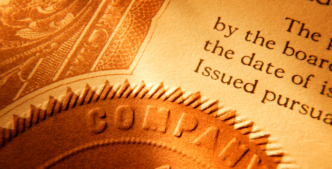 Close up of cerification seal on a certificate.