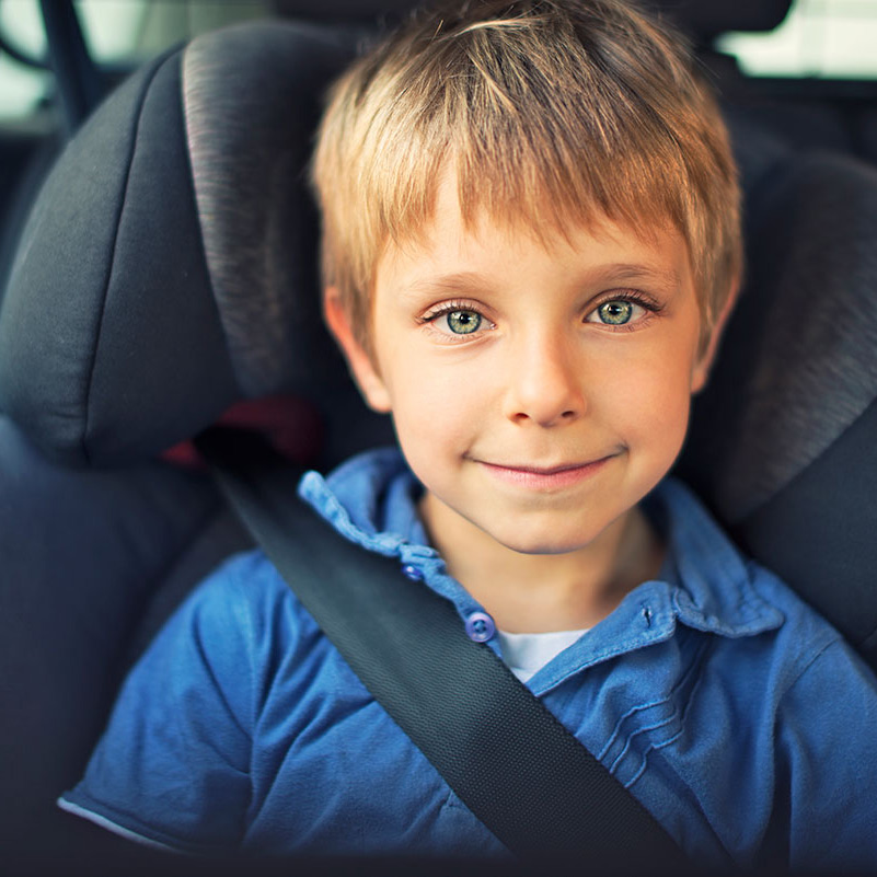 child passenger safely buckled in to seat