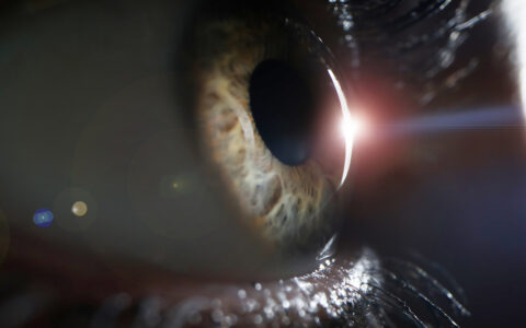 Close up of eye being examined