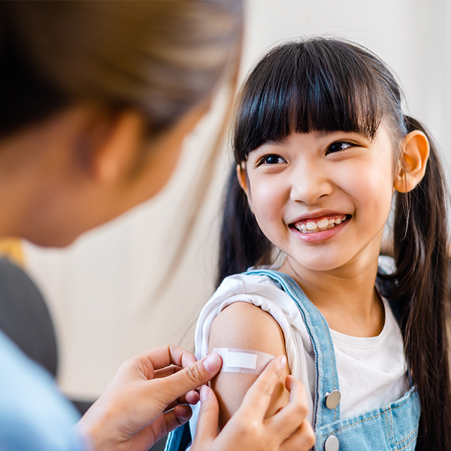 Girl after flu shot