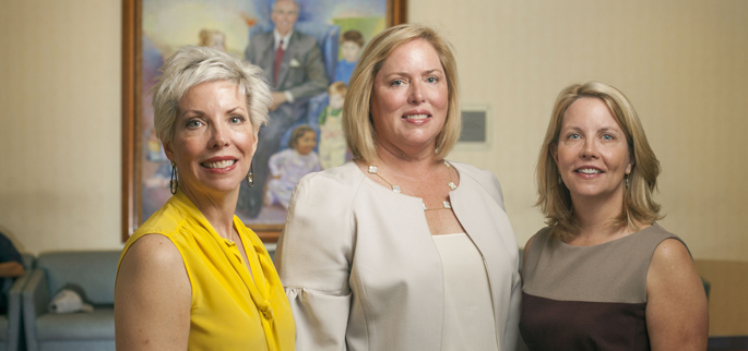 Julie Carell Stadler, left, Kathryn Carell Brown and Edie Carell Johnson are endowing a new chair in Pediatric Infectious Diseases research at Vanderbilt University School of Medicine.