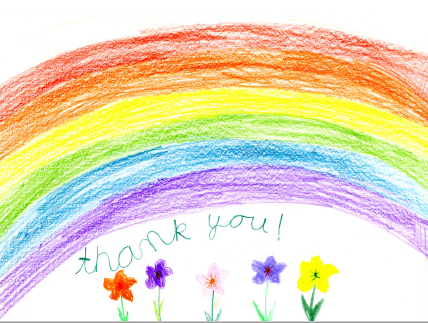 Flower and rainbow thank you card.