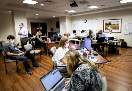 A two-part command center — operational and technical — was staffed by both on-site and remote team members.