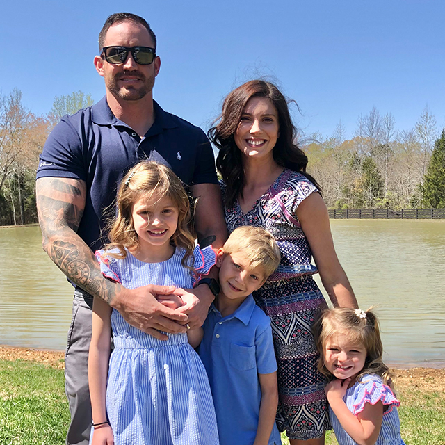 Patient pictured with her family