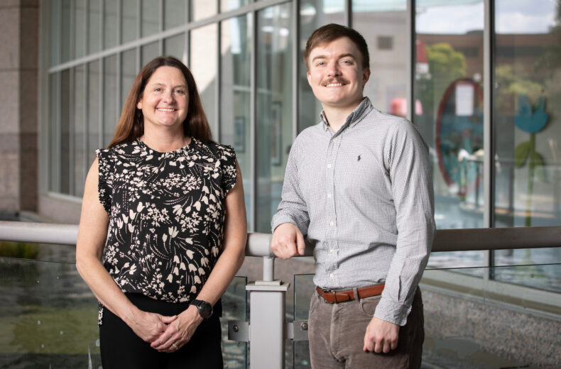 Jill Simmons, MD, and John Shelley found that adding a genetic measure of height to the evaluation of children with short stature might improve diagnosis and clinical outcomes. (photo by Erin O. Smith)